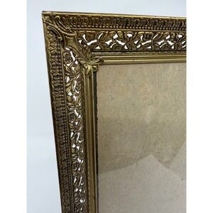 Vintage Ornate Gold Tone Metal Photo Frame Ornate Scrollwork MCM 8x10"